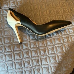 White House Black Market navy and white heels